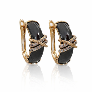 CERAMIC CRISS-CROSS BASE EARRINGS BLACK 18K