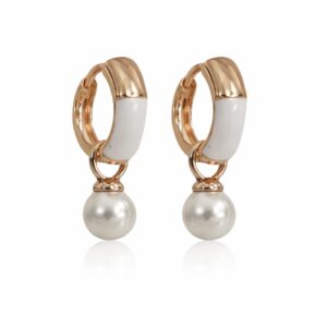 HALF WHITE BASE EARRINGS + MINI PEARLS 18K