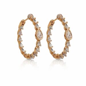 LUXORY CRYSTAL HOOPS 18K