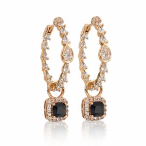 LUXORY CRYSTAL HOOPS + MINI CLASSIC SQUARE 18K