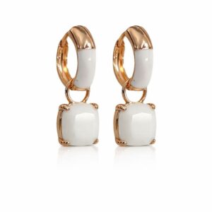 HALF WHITE BASE EARRINGS + JOY WHITE 18K